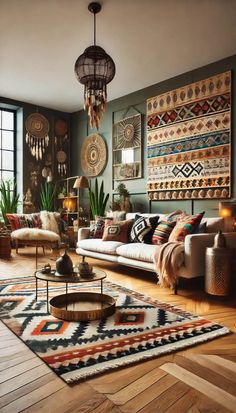 a living room filled with lots of furniture and decor