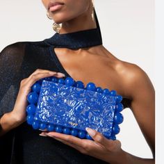 One Size. Cult Gaia Beautiful Clutch In Persian Blue. Brand New In Box Pearl Clutch Bag, Acrylic Box Clutch, Cult Gaia Bag, Beaded Clutch Bag, Pearl Clutch, Acrylic Clutch, Metallic Clutch, Embellished Clutch, Persian Blue