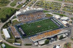 an aerial view of a football stadium with many fans