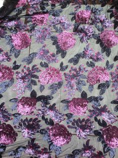 Embroidered Sequin Lace Fabric, Costume Floral Squin Fabric, Dress Lace Fabric, Multicolor Sequin Fabric by Yard.Width: About 150cm           About 125cm ( embroidered sequins)Color:Color of leaf：deep grayColor flowers: fushia and purple Pictures without any processing,so the real item is more shiny and more beautiful.Quantity:This listing is for one yard, if you buy more than one yard, you will get uncut piece.Weight: 500g/yardOther color listing:https://www.etsy.com/listing/238739783/1-yard-se Festive Sequin Fabric With Floral Embroidery For Party, Purple Sequined Embroidered Fabric For Party, Purple Party Embroidered Fabric With Sequins, Party Purple Embroidered Fabric With Sequins, Party Purple Embroidered Sequined Fabric, Purple Pictures, Multicolor Sequins, White Lace Fabric, Sequin Dresses