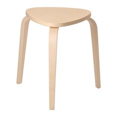 a small wooden stool with curved legs