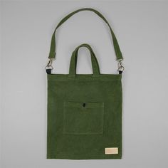 Velvet-Moleskin tote bag by Kytone - France. Luxury Green Baguette Tote Bag, Green Versatile Canvas Bag, Cheap Green Tote Bag, Cheap Green Tote Travel Bag, Luxury Olive Tote Bag, Affordable Green Tote Travel Bag, Cheap Green Tote Baguette Bag, On-the-go Tote Shoulder Bag With Top Carry Handle, Everyday Double Handle Shoulder Bag