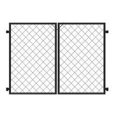 an open gate with black metal bars on the top and bottom, isolated against a white background