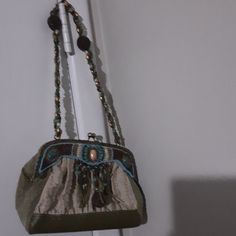 Mary Frances Vintage Bags In Good Condition Missing Some Beads On The Strap Beaded Shoulder Bag As Fashion Accessory, Bohemian Green Beaded Bag, Elegant Beaded Shoulder Bag For Travel, Green Bohemian Bag, Bohemian Bag With Detachable Strap, Beaded Shoulder Bag Clutch, Bohemian Beaded Clutch Shoulder Bag, Chic Beaded Travel Bags, Elegant Green Hobo Bag For Evening