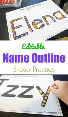 the name sticker practice is fun for kids to do with their letters and numbers