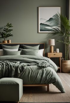 29 Sage Green And Grey Bedroom Ideas: Chic Decor Green And Grey Room, Green Bedding Ideas, Bedroom Ideas Chic, Green And Grey Bedroom Ideas, Sage Green And Grey Bedroom, Green And Grey Bedroom, Green Rug Bedroom, Sage Green And Grey, Charcoal Bedroom