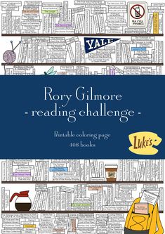 the row of books that are on top of each other, with text reading challenge