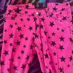 Bright Alt Outfits, Hot Pink Scene Aesthetic, Scene Jeans, Scenecore Shirt, Scene Outfits Colorful, Scene Kid Clothes, Pink Scenecore Outfit, Pink And Black Scene Outfit