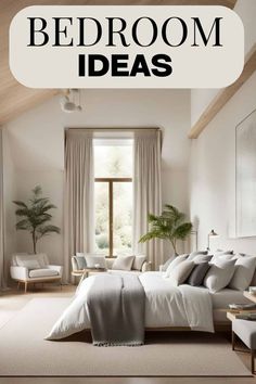 a bedroom with white walls and wooden ceilinging is featured in the article, how to decorate