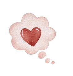 a thought bubble with a red heart in it's cloud shaped like a balloon