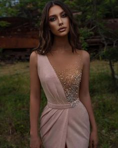 Charming glitter Evening Dresses Long V Neck Prom dresses with Front Slit,PD22045 on Storenvy Evening Dress Beaded, Pink Evening Dress, V Neck Prom Dresses, Floor Length Prom Dresses, Prom Designs, Designer Prom Dresses, Piece Prom Dress, Dresses Elegant, Mermaid Evening Dresses