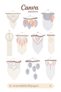 an image of a poster with different types of dream catchers hanging on the wall