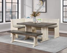 Vilo Home Ozarks Breakfast Nook VH8090-NOOK VH8090-NOOK Dining Nook Table, Corner Storage Bench, Corner Bench Dining Table, Breakfast Nook Seating, Corner Bench With Storage, Kitchen Corner Storage, Updated Farmhouse, Corner Bench Seating, Breakfast Nook Table