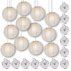 MoonBright 12 White Paper Lanterns with Budget Friendly OmniDisk LED Lights (12-PACK Combo Kit) - LunaBazaar - Discover. Decorate. Celebrate. Cheap Lanterns, White Paper Lanterns, Round Paper Lanterns, Mercury Glass Votives, Glass Votives, Globe String Lights, Star Lanterns, Beige Paper, Mercury Glass Ornaments