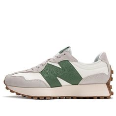 New Balance 327 Casual Shoes 'Beige White Green' U327LX-D New Balance Shoes Green, New Balance 327 Green, Green New Balance, New Balance 327, Shoes Green, The Mistake, New Balance Shoes, Shoe Collection, Sneakers Fashion