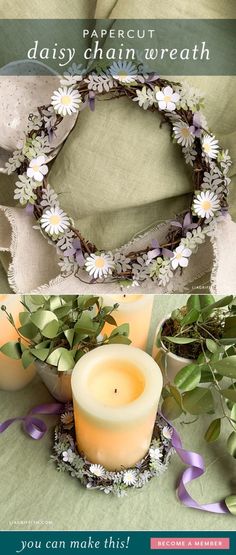 a candle and some flowers on a table with text that says, you can make this