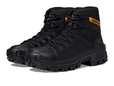 Caterpillar Invader Hiker WP CT - Men's Shoes : Black : Experience lasting comfort while taking on the tough jobs in the Caterpillar Invader Hiker WP CT boots. Lace-up closure offers a secure fit. Composite safety toe meets ASTM F2413-18 I/C Impact and Compression, EH (Electrical Hazard) standard. Round, closed toe silhouette. Padded tongue and collar for added support. Waterproof to keep your feet dry in wet conditions. Leather upper. Mesh lining. Removable ReVive footbed is built with engineer Construction Boots, Black Experience, Composite Toe Work Boots, Men's Uniforms, Mens Shoes Black, Hiking Boot, Work Boot, Work Safety, Kids Luggage