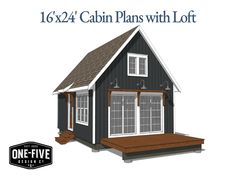 an image of a small cabin with lofts and porches on the front side