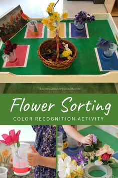 flower sorting activity for toddlers to practice color recognition