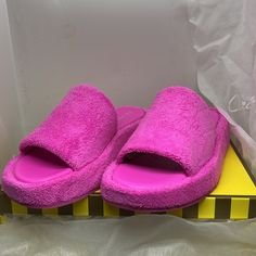 Circus Ny Latasha Pink Punch Terry Slide Sandal Us Women Size 7.5 Brand New In The Box. Each Shoe Has Its Own Bag And They Are In Perfect Condition. Thanks For Stopping By. Comfortable Pink Platform Sandals, Pink Cushioned Platform Slippers, Synthetic, Pink Synthetic Platform Slippers With Cushioned Footbed, Pink Slippers With Removable Insole For Summer, Pink Cushioned Platform Slippers With Round Toe, Pink Open Toe Slippers With Rubber Sole, Pink Flat Platform Slippers For Spring, Pink Sandals With Textured Sole And Round Toe, Closed Toe Platform Slippers With Textured Sole