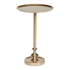 a brass table with a glass top and metal base on an isolated white background for use as a centerpiece