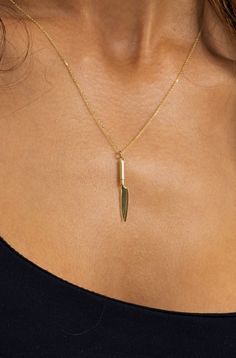 Knife Necklace 14k gold necklace- This handmade knife necklace is completely handmade and designed for you and your loved ones with all color and size options. While designing this necklace, we made it look like a knife, while we ovalized the sharp sides with sandpaper so that you and your loved ones can use it comfortably. We can write your name or a favorite sentence on our product or on both sides of the blade. We stand behind our product and we are always here to help you. Our product is def Knife Necklace, Rose Gold Chain, 14k Gold Necklace, Handmade Knives, White Rose Gold, Pretty Jewellery, Gift Necklace, Small Gifts, Jewelry Shop