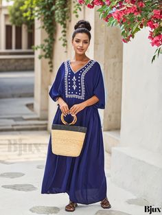 Bjux - Womens Plus Size Bohemian Abaya Dress, Floral Embroidered V-Neck Half Sleeve Maxi Kaftan Dress for a Loose and Elegant Look Festive V-neck Kurta For Vacation, Summer Anarkali Embroidered Maxi Dress, Embroidered Anarkali Maxi Dress For Summer, Bohemian V-neck Abaya For Beach, Summer V-neck Embroidered Abaya, Summer Beach V-neck Abaya, Summer Embroidered V-neck Abaya, Eid Vacation Tunic Kurta, Eid Vacation Kurta Tunic