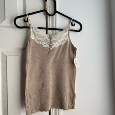 Gap Womens Lace Trim Cami Tank Top, Size Xs Adjustable Spaghetti Strap, Sleeveless, Sexy V Neck, Lace Trim, Casual Cami Tank Tops For Women. Beige Cotton Camisole With Tank Straps, Trendy Gap Tank Top For Summer, Trendy Gap Summer Tank Top, Gap Seamless Summer Tops, Trendy Gap Tank Top For Spring, Casual Camisole With Delicate Straps For Loungewear, Casual Tops With Delicate Straps For Loungewear, Beige Cotton Spaghetti Strap Tank Top, Beige Cotton Tank Top With Spaghetti Straps