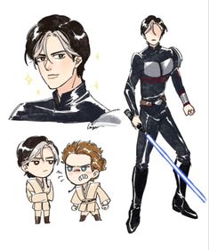 star wars character sketches with different poses and facial expressions, including the man in uniform