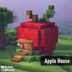 an apple house in the middle of a field