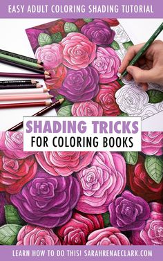 coloring books with the title shading tricks for coloring books on it and flowers in front