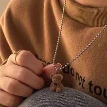 One Piece Cute, Wing Jewelry, Trendy Fashion Jewelry, Bear Pendant, Bear Necklace, Cool Gifts For Women, Sweater Chain, Brown Silver, Brown Aesthetic