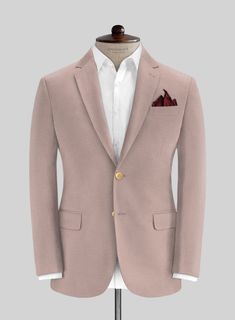 Capture everyone's attention at your next big event with our Light Mauve Stretch Chino Jacket. Made from a comfortable blend of cotton and lycra, it allows you to move with ease. The solid light mauve shade exudes confidence and personality, making you stand out in any smart-casual setting, whether you're at the beach, park, or elsewhere. Seize this piece and dominate the festivities! 
 
Look Includes   Light     Mauve  Stretch Chino Fabric  Two Button Jacket Style  Notch Lapel   Corozo Beige  B Pink Fitted Outerwear For Business Casual, Classic Pink Suits With Pockets, Classic Pink Blazer For Business Casual, Pink Classic Blazer For Business Casual, Pink Notch Lapel Outerwear With Welt Pockets, Tailored Pink Outerwear For Business Casual, Pink Long Sleeve Blazer With Welt Pockets, Fitted Pink Cotton Suit, Cotton Outerwear With Single Button