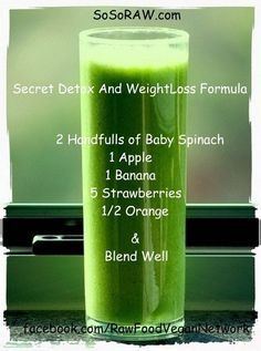 Secret Energy and Weight Loss Formula... The recipe is two handfuls of baby spinach, 1 apple, 1 banana, 5 strawberries, 1/2 orange. Blend well and enjoy! I love green smoothies!!! https://www.facebook.com/media/set/?set=a.2700593132117.73629.1775354194=1=b902043541 Secret Energy, Nutrition Sportive, Detox Drinks Recipes, Healthy Detox, Diet Vegetarian