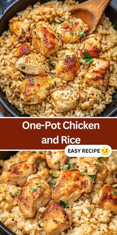 one pot chicken and rice in a skillet