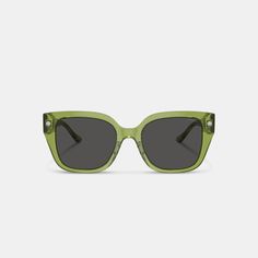 A scattering of our signature motifs at the temple adds iconic Coach style and a touch of shine to these oversized sunglasses. Featuring a lightweight and durable construction they offer full UV protection and come packaged in a protective case with a microfiber cleaning cloth. | Coach Charms Oversized Square Sunglasses - Women's - Green Designer Cat Eye Sunglasses With Polarized Lenses For Summer, Designer Square Frame Sunglasses For The Beach, Designer Wayfarer Sunglasses For Summer, Designer Tinted Sunglasses For The Beach, Designer Square Frame Sunglasses For Beach, Elegant Green Sunglasses With Uv Protection, Elegant Green Cat Eye Sunglasses With Uv Protection, Designer Sunglasses With Uva Protection And Square Frame, Designer Sunglasses With Gradient Lenses For The Beach