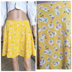 "yellow skirt daisy print skirt skaterskirt floral skirt womens skirt Vintage flower skirt beach skirt summer skirt circle skirt mini skirt M 96% cotton height of the woman in the photo - 180 cm Please refer to photos for details of condition. Condition: very good vintage Measurements: Length: 45 cm/17.7 \" Waist 70 cm/27.6\" Hips: FREE Size UK 12 EUR 40 M note The color on the pictures may vary due to monitor settings and light reflections. Ready to ship Please do not hesitate to contact with m Summer A-line Skort, Spring A-line Flowy Mini Skirt, Flowy A-line Mini Skirt For Spring, Casual A-line Mini Skirt For Summer, Floral Print Mini Skirt For Summer, Summer Flared Mini Skirt, Relaxed A-line Skort For Spring, Summer Floral Print Mini Skirt, Flowy Cotton Mini Skirt With Floral Print