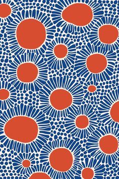 an abstract blue and red pattern with circles