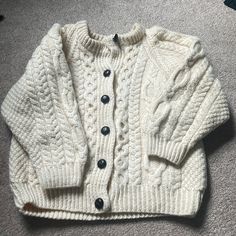 Never Worn Carraig Donn Ireland Sweater Color- Cream With Brown Buttons Size- Xl Children’s 100% Pure New Wool Sweater Made In Ireland Hand Knitted Wool Sweater Aesthetic, Ireland Sweater, Irish Wool Sweater, Hannah Core, Irish Wool Sweaters, Thrift Wishlist, Irish Sweater, Studded Sweater, Sweater Chunky