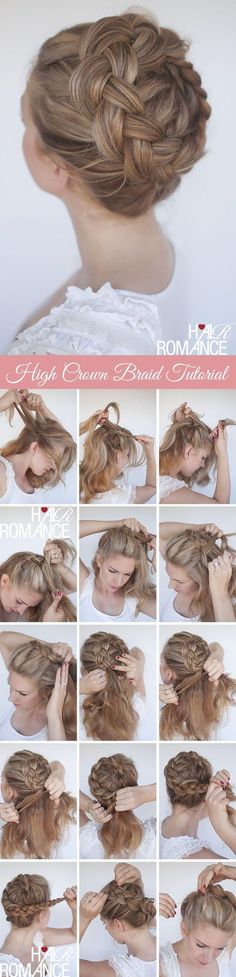 Lovely Braided Crown Hairstyle Tutorial Hair Braid Crown Tutorial, Braid Crown Tutorial, Braided Crown Hairstyles, Braided Hair Tutorial, Crown Braid, Updo Hairstyles, Crown Hairstyles