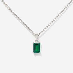 Emerald May Birthstone Sterling Silver Necklace | Little Sky Stone Month Of May, May Birthday, Lab Created Emerald, May Birthstone, Emerald Necklace, Emerald Stone, Cute Necklace, Green Gemstones, Birth Month