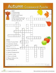 an autumn crossword puzzle is shown