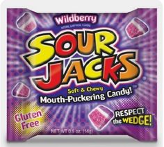 sour jack's gummy candy bar on a white background