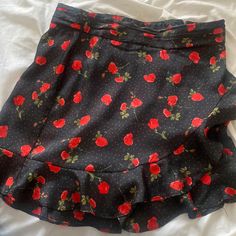 These Are Brand New Shorts Never Worn. I Did Take The Tags Off Because I Though They Would Fit Casual Red Skort For Day Out, Flirty Red Summer Bottoms, Black Summer Skort, Flirty Red Bottoms For Summer, Flirty Black Summer Bottoms, Black Summer Mini Skirt, Casual Red Skort, Casual Zara Bottoms Mini Length, Zara Casual Mini Bottoms