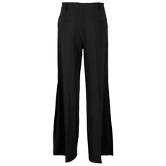 Pinko Purezza crepe trousers, high waist, belt loops, front button closure, hidden zip, front pleats, two side front welt pockets, two back pockets, soft leg, side vents. Wide Leg Pants With Concealed Front For Work, Office Straight Pants With Concealed Front Fastening, Chic Wide Leg Bottoms With Concealed Fastening, Chic Office Bottoms With Concealed Front Fastening, Chic Bottoms With Concealed Front Fastening For Office, Workwear Straight Pants With Concealed Front Fastening, Chic Wide Leg Dress Pants With Concealed Placket, Tailored High Waist Pantsuit With Belt Loops, Office Trousers With Concealed Front Fastening