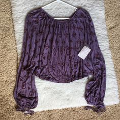 Nwt Free People Long Sleeve Swing Blouse - Size Small - Hits At Low Waist - Color: Washed Plum - Back Keyhole, Tie Cuffs - New With Tags ($88 Plus Tax) Purple Flowy Beach Top, Flowy Purple Beach Top, Cropped Blouse For Beach In Fall, Purple Tops For Beach In Fall, Flowy Long Sleeve Purple Blouse, Purple Long Sleeve Tops For Festival, Purple Flowy Long Sleeve Blouse, Bohemian Long Sleeve Purple Tops, Purple Long Sleeve Bohemian Top