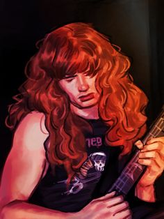 a man with long red hair holding a guitar