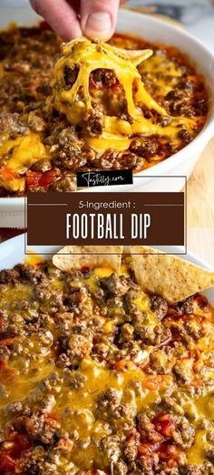 5-Ingredient Football Dip: Ready In 35 Minutes Best Football Dips, Quick Hot Dips, Football Game Dips Crock Pot, Best Football Dip Ever, 5 Ingredient Football Dip, Cream Cheese And Salsa Dip, Football Sunday Dips, Sunday Funday Dip, Football Dips Easy