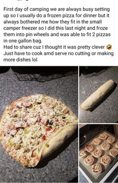 a pizza sitting on top of a counter next to a pan filled with pizzas