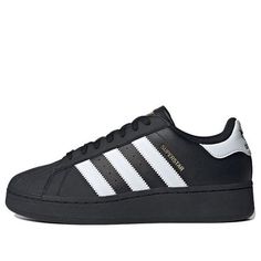 Adidas Leather Platform Sneakers For Streetwear, Adidas Black Low-top Platform Sneakers, Adidas Low-top Platform Sneakers For Streetwear, Adidas Platform Sneakers For Streetwear, Adidas Platform Sneakers With White Sole And Round Toe, Adidas Platform Sneakers With Round Toe For Streetwear, Adidas Casual Black Platform Sneakers, Casual Black Adidas Platform Sneakers, Black Low-top Sneakers With Three Stripes Branding